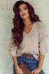 Eyelet Pattern Detail V Neck Drop Shoulder Sweater